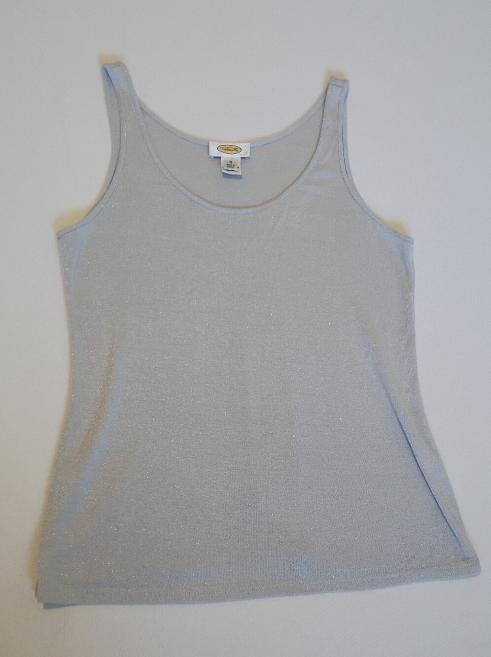 Vintage Talbots Size Medium Shimmer All Over Grey Tank Top Made In Korea